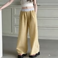 thumbnail image 2 of CONROSES Girls Baggy Pants Wide Leg Casual Pants for Girls Trendy Plaid Elastic Waist Summer Jogger Pants With Pockets, 2 of 4
