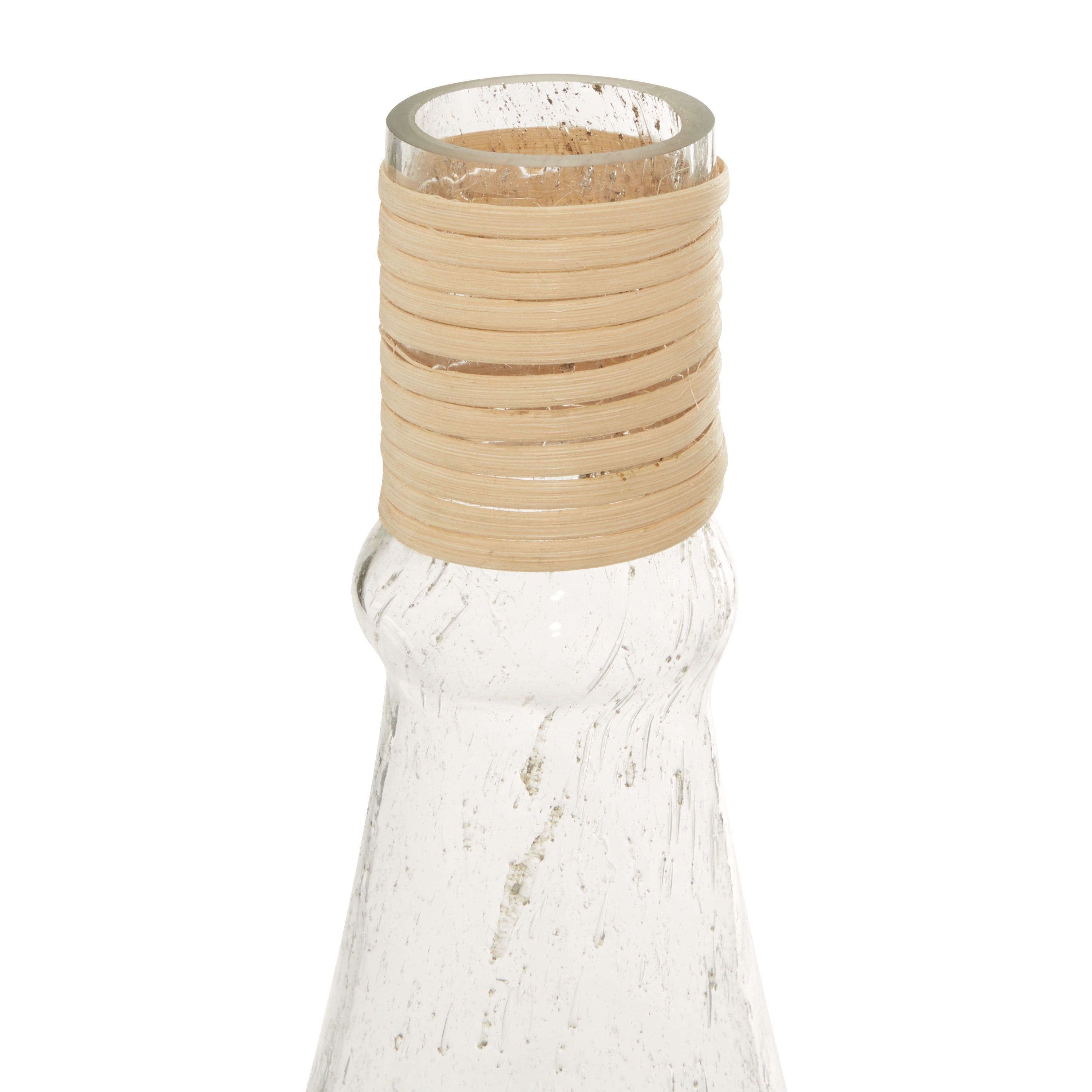 DecMode 20" Glass Vase with Rattan Detail