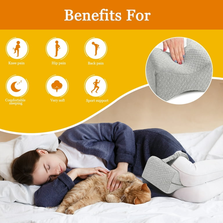 Buy Knee Pillow for Side Sleepers with Elastic Strap, Memory Foam