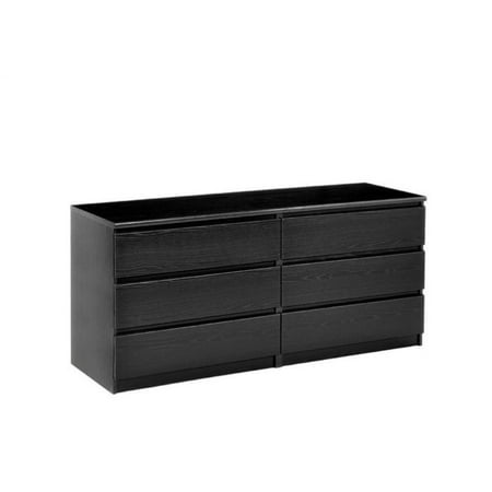 Pemberly Row 6 Drawer Double Dresser in Black (Best Double Drawer Dishwasher)