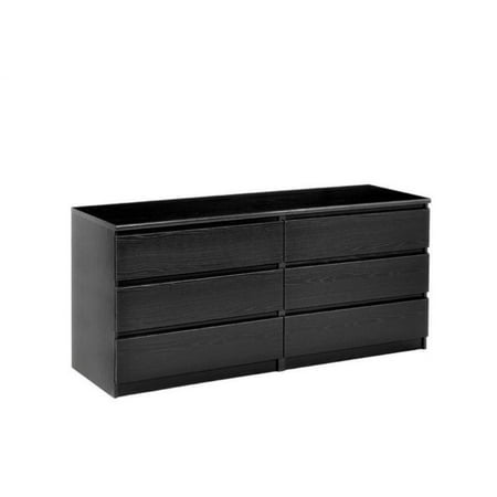Pemberly Row 6 Drawer Double Dresser In Black Woodgrain Com