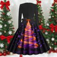 thumbnail image 4 of Women's Christmas Dress Long Sleeve Crewneck Printed A Lined Evening Skirt Red XL, 4 of 5