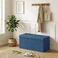 thumbnail image 6 of CONCETTA 30" Folding Storage Ottoman Bench, 660 lbs Weight Capacity, End‑of‑Bed Foot Rest Storage Chest for Living Room, Bedroom, Entryway, PE Blue, 6 of 10