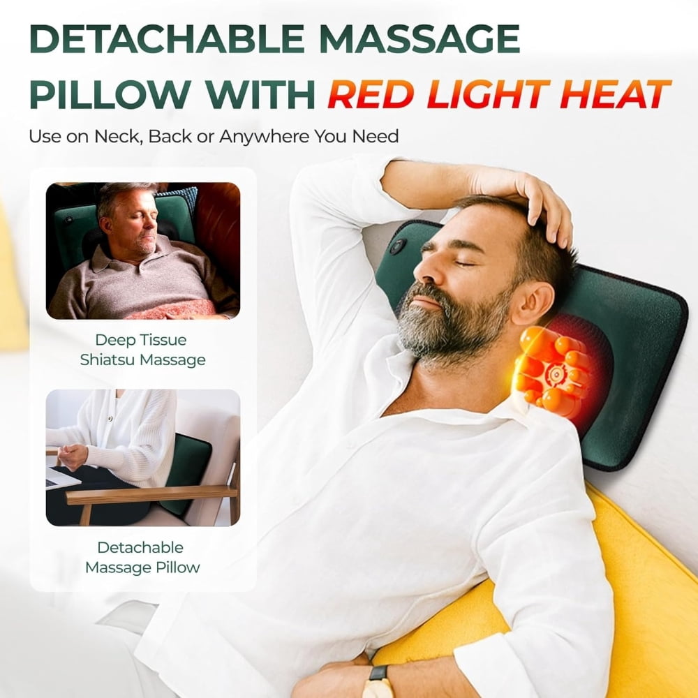 10 Vibrating Motors 9 Speed Settings Full Body Vibration Massage Mat w/ Heat, Detachable Pad for Home and Office, Green
