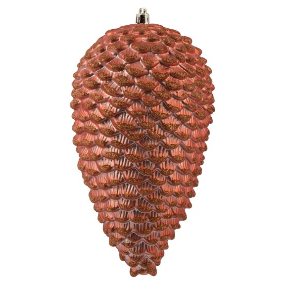 Vickerman 10" Coral Matte Glitter Pinecone Christmas Ornament, Pack of 2