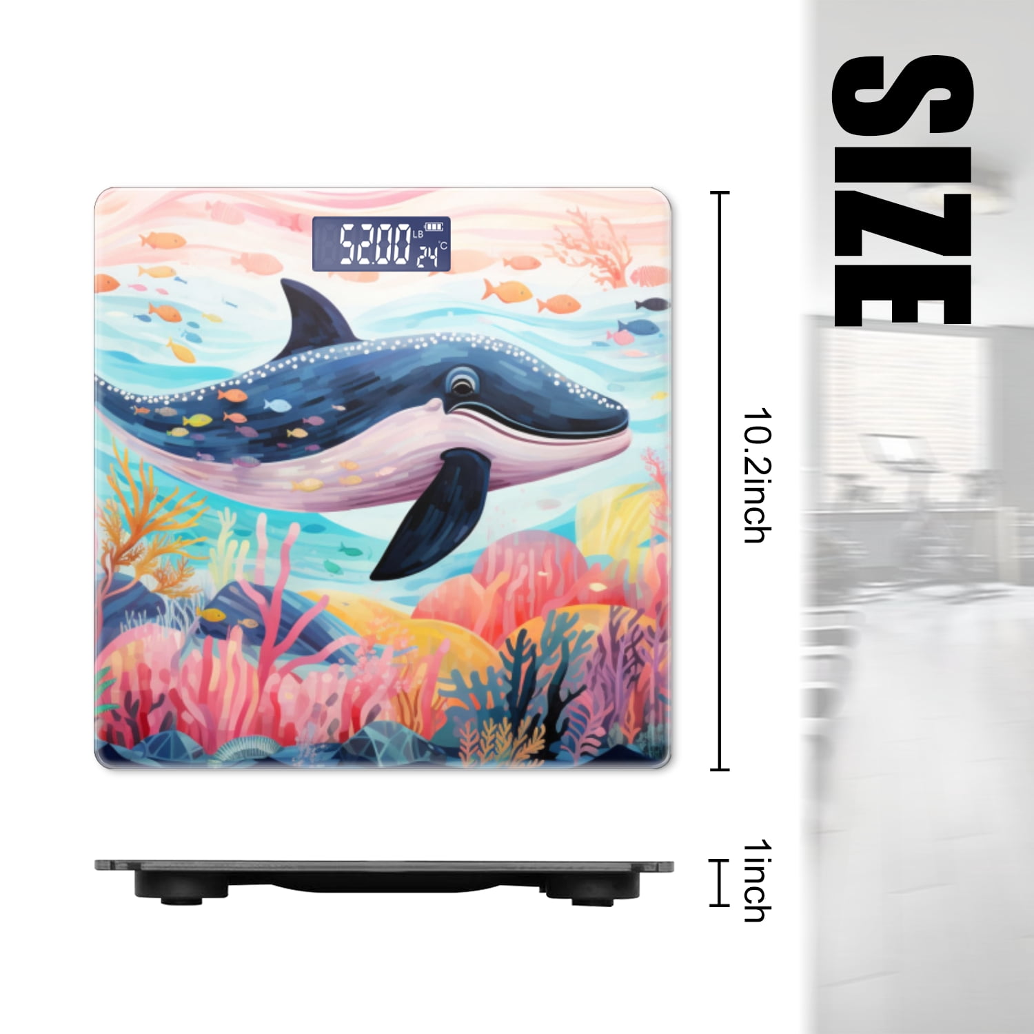 High Precision Body Weight Scale Smart Bathroom Scales with Large LCD Display(400lbs),Decorative for Bedroom-Massive Whale The Master Of The Oceans