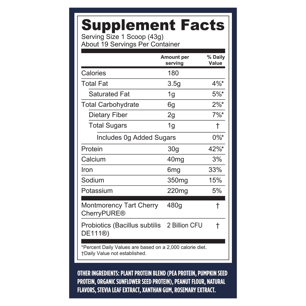Vega Protein Powder + Recovery Support, Peanut Butter, 19 Servings, 28.7oz