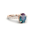 thumbnail image 3 of 4.70ct AAA Lab Created Alexandrite and Moissanite Ring 14k Rose Gold-Plated Engagement Ring Vintage Art Deco Bridal Gift, 3 of 3