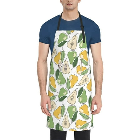

Vsdgher Fruit Pears Waterproof Apron with 2 Pockets Kitchen Chef Aprons Bibs for Grooming Cooking Baking Painting Gardening
