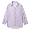 thumbnail image 4 of VNKIDY Womens Solid Color Sheer Long Sleeve Button Down Shirt With Turn Down Collar Loose Fit For Summer Beach Cover Up Casual Daily Wear Purple One Size, 4 of 4