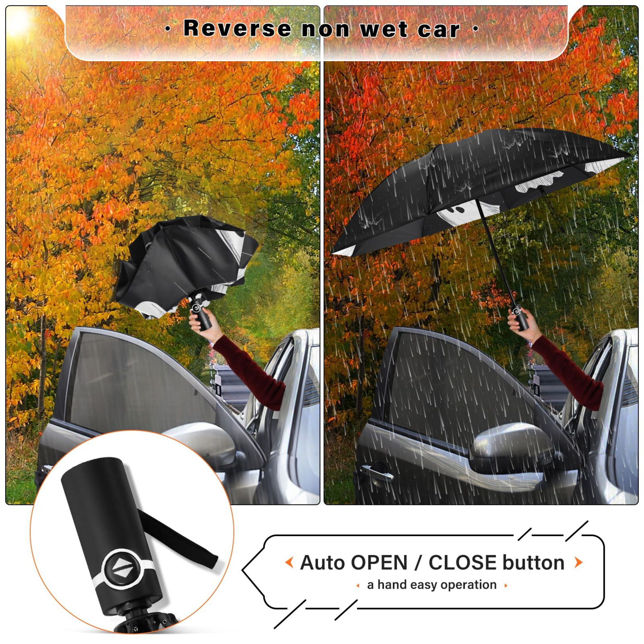 Nine Ghosts Extra Large Automatic Umbrella, UV Protection, Waterproof, Auto Open and Close