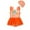 Orange, variant on Tfken Toddler Children Girls Swimwear Crew Neck Sleeveless One-Pieces Striped Print Summer Comfortable Beach Swimsuit Orange Size 4-5 Years