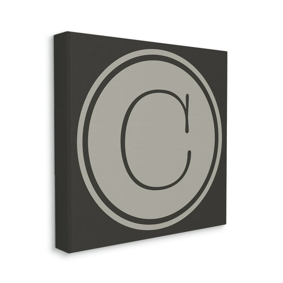 Modern B Initial Round Elevator Key Shape Typography Gallery-Wrapped Canvas Print Wall Art, 17x17