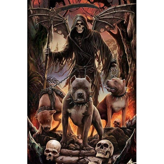 DIY 5D Diamond Painting by Number Kit,Full Drill Rhinestone Crystal 5D Diamond Painting Cross Stitch Arts Craft Supply for Home Wall Decor Grim Reaper 30x40cm