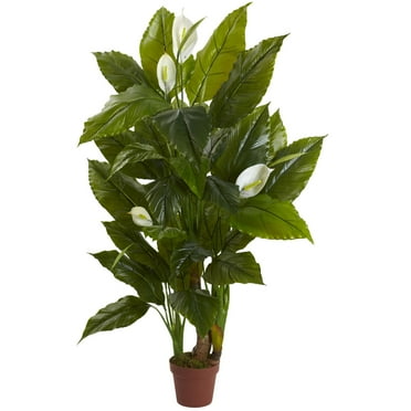 Nearly Natural Home Decor 4.5' Spathyfillum Plant (Real Touch)