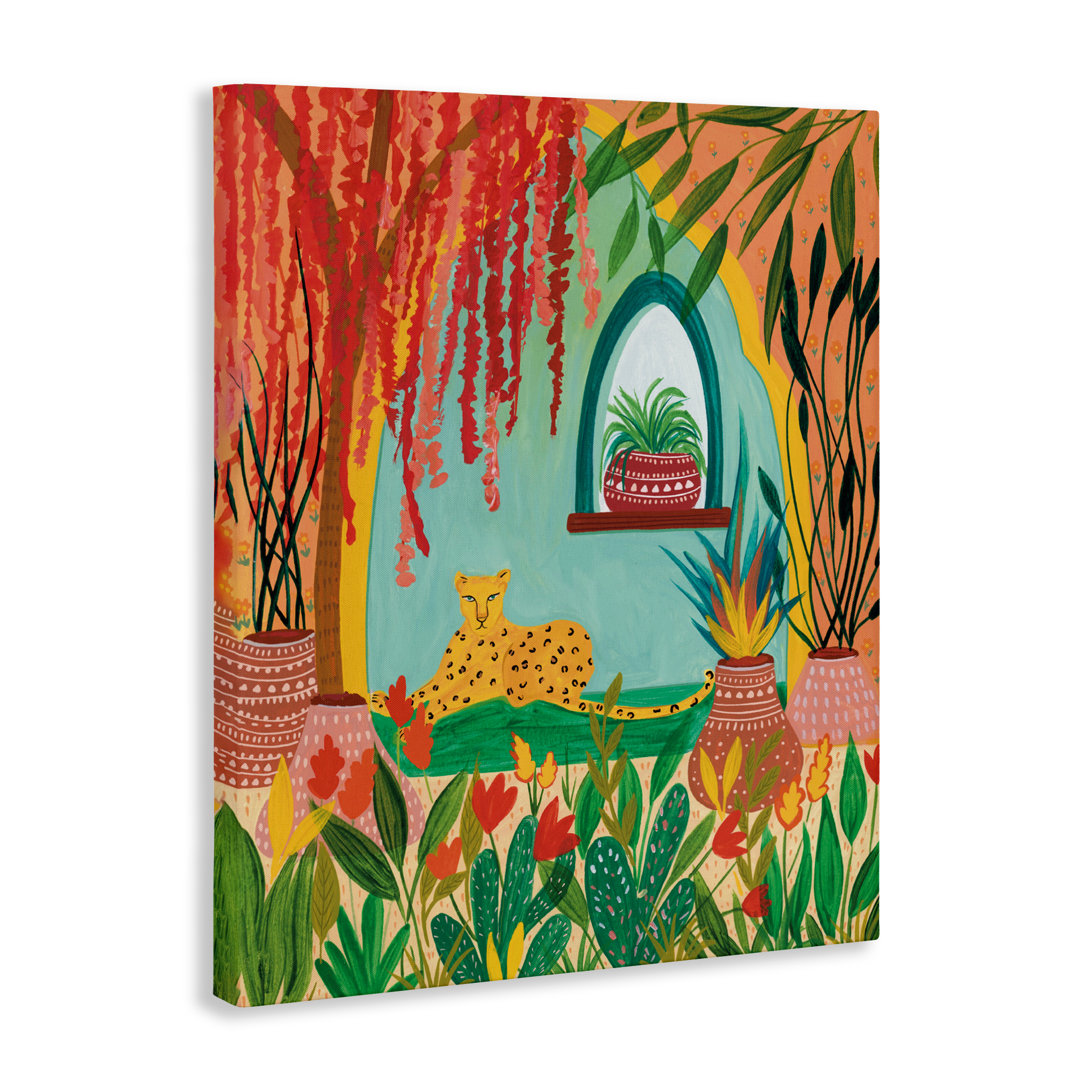 Lone Leopard Among Botanicals Canvas Wall Art, design by Nabeela Rumi