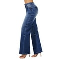 thumbnail image 3 of roswear Women's Wide Leg Jeans Stretchy Boyfriend Style, 30" Inseam, Size 4-16, 3 of 5