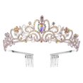 thumbnail image 1 of Crystal Rhinestone Crown Coiffure Crown Tiara MULTICOLOR Multicolor, 1 of 5