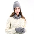thumbnail image 1 of Hat Scarf Gloves Set Classic Unisex Thermal Gloves Loop Scarf Ribbed Knit Cap, 1 of 10