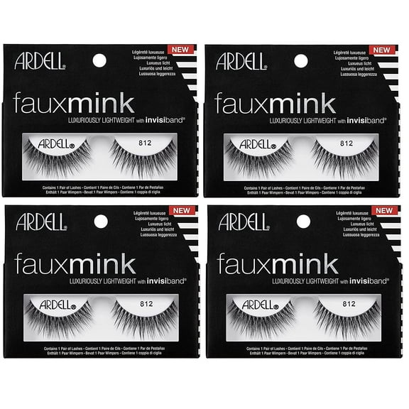 Ardell Faux Mink 812 Black False Lashes, 4 pairs