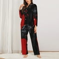thumbnail image 2 of Kdxio Black Dog Red Background Women's Pajama Sets Long Sleeve Button Down Sleepwear Nightwear Soft Pjs Lounge Sets-XX-Large, 2 of 7