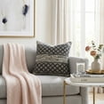 thumbnail image 2 of Ox Bay Marlee Gray/Black Diamond Striped Cotton Blend Adult Decorative Throw Pillow, 2 of 7