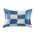 thumbnail image 7 of Yayeee Pillowcase Standard Size Set of 2 Satin Wrinkle Resistant Pillow Case, Blue and Gray Plaid Pattern, 7 of 7