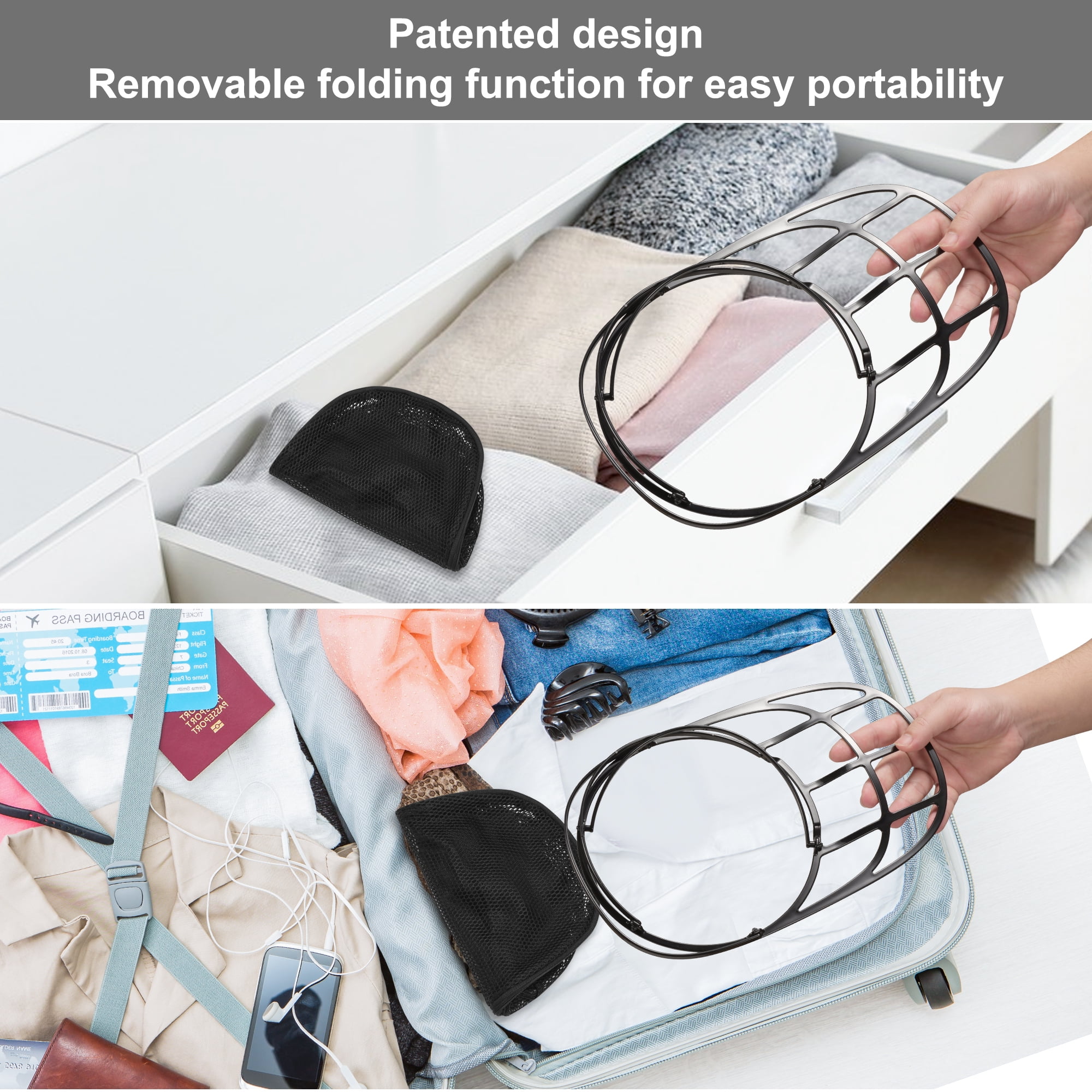 TSOMEI Hat Cleaner for Baseball Cap Foldable Hat Washer Rack for Washing Machines 2 Pcs Black+White