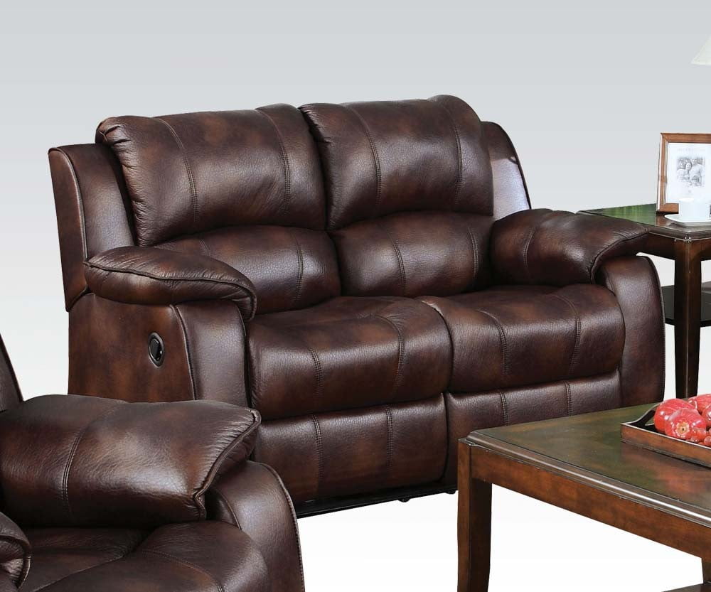 Zanthe Brown Polished Microfiber Reclining Loveseat