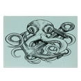thumbnail image 3 of Octopus Cutting Board, Illustration of an Octopus Holding a Ships Anchor in a Vintage Woodblock Style, Decorative Tempered Glass Cutting and Serving Board, Small Size, Black White, by Ambesonne, 3 of 5