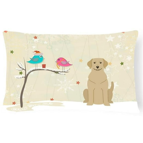 Christmas Presents Between Friends Yellow Labrador Canvas Fabric Decorative Pillow