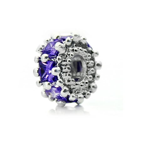 Pacific Charms Silver Plated Crystal Bead - "Glitteratzi" Purple Crystal