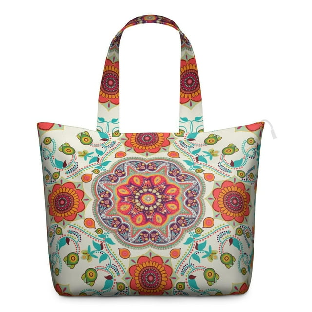Exotic Paisley Artwork Duffel Bohemian Chic Weekender Bag with Artistic Floral Pattern, Vintage Mala Inspired Design