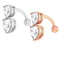 thumbnail image 5 of 1 pieza de joyería para el cuerpo de las mujeres, anillo de ombligo de doble corazón de cristal, piercing de ombligo con personalidad sexy, 5 of 5