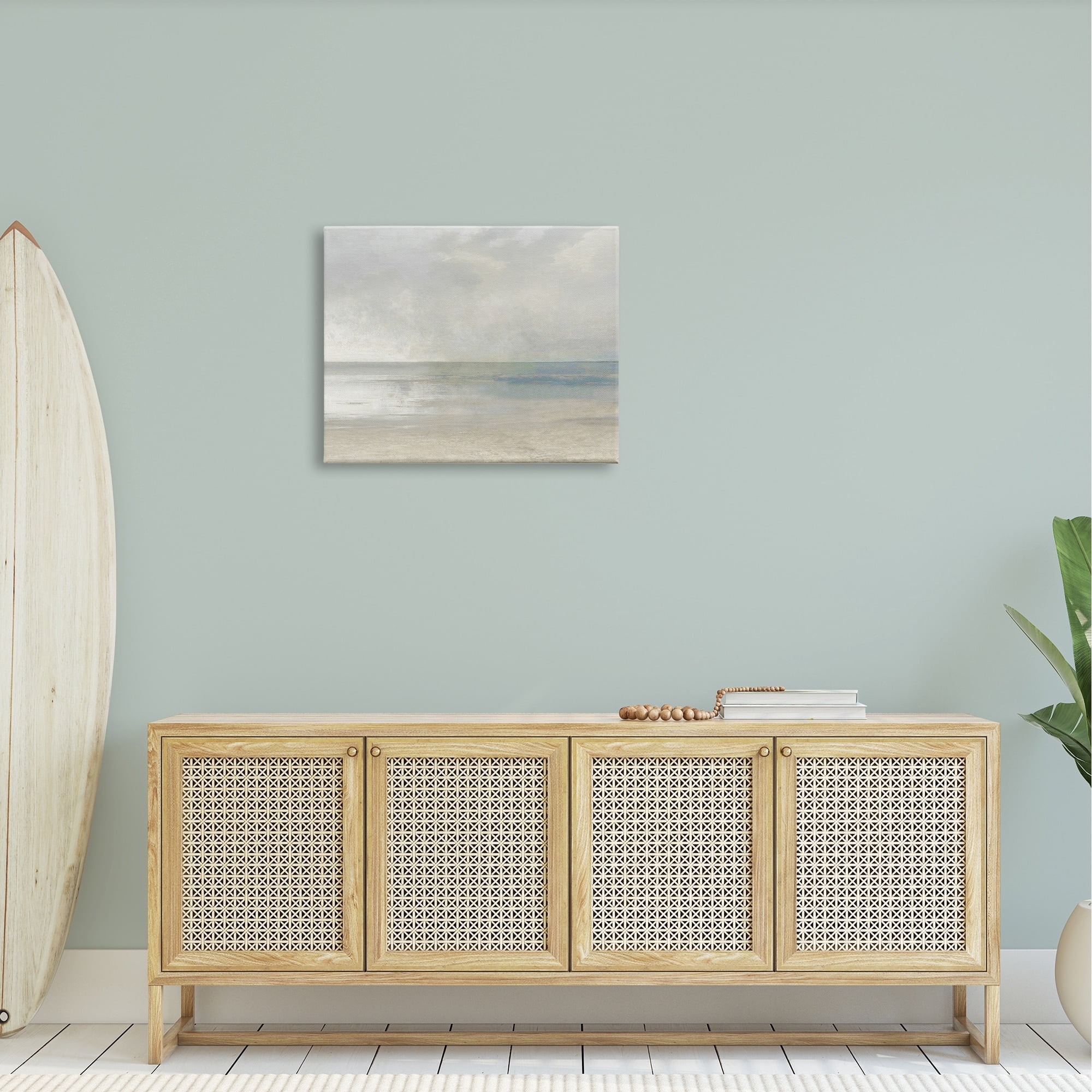 Stupell Sandy Tide Ocean Horizon Landscape Painting Gallery Wrapped Canvas Print Wall Art