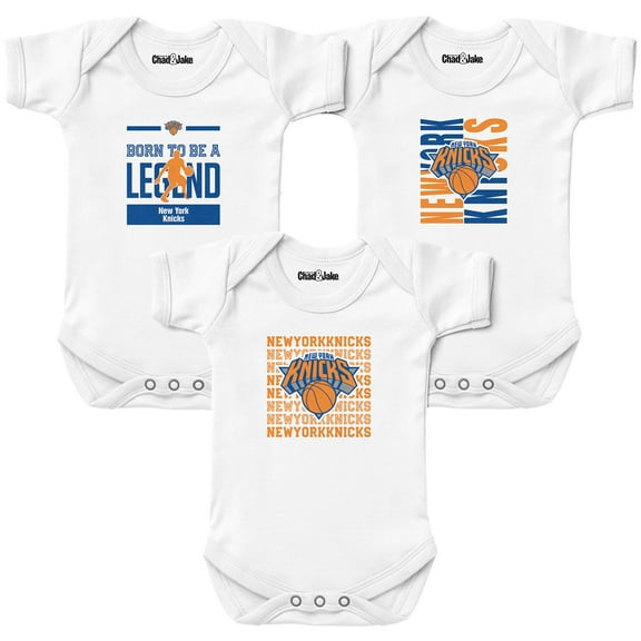 Newborn & Infant Chad & Jake White New York Knicks 3-Pack Bodysuit Set