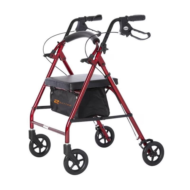 Rhythm Healthcare Siège de Déambulateur à 4 Roues Léger en Aluminium Royal, Rouge