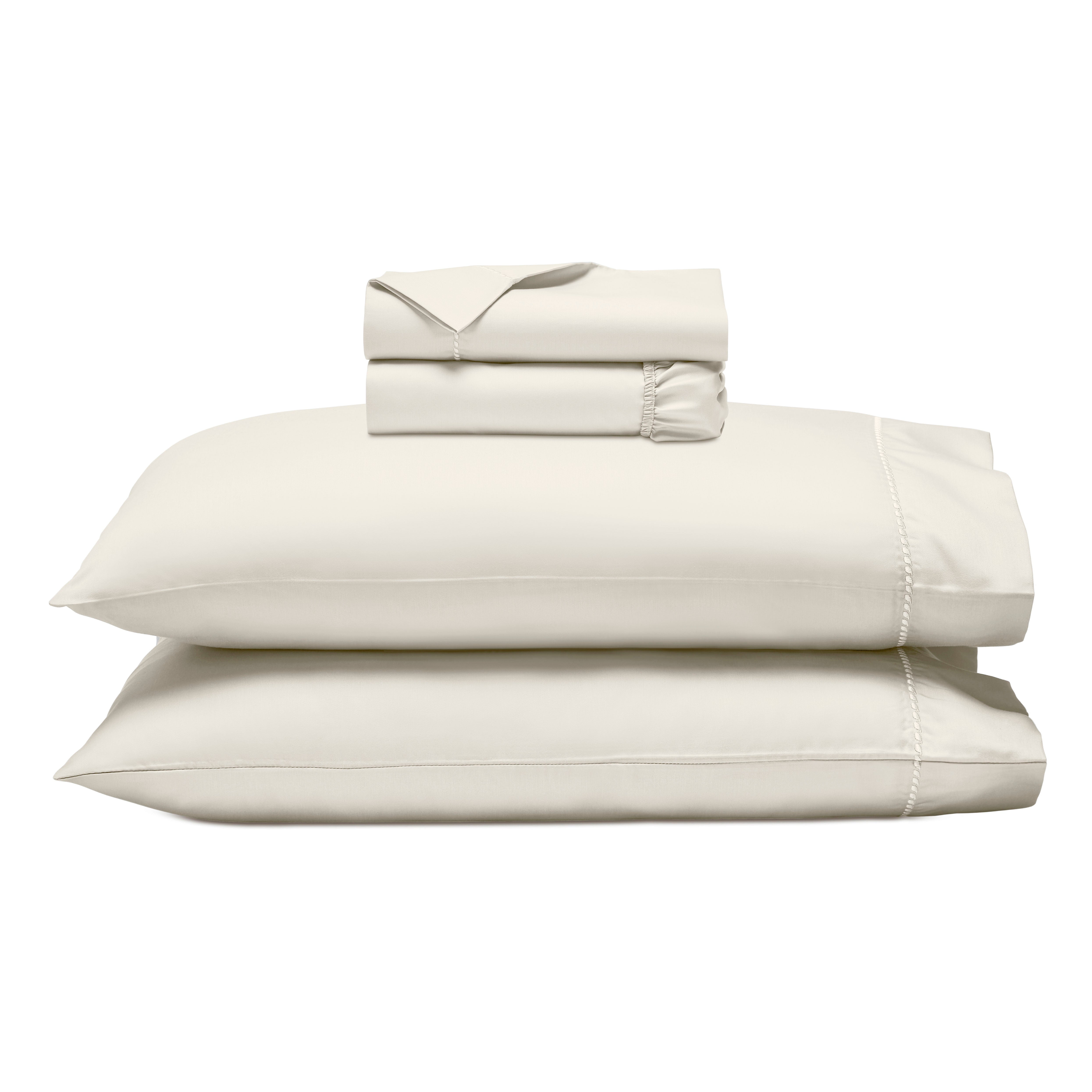 Superior Cotton Blend 600 Thread Count Dash Stitch Hem Sheet Set, California King, Ivory