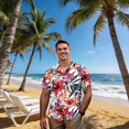 thumbnail image 2 of KUIFORTI Tropical Floral Matching Beach Outfits for Couples Fashionable Casual Beach Vacation Party Shirt 4-Way Stretch with Soft Fabric Suitable for Everyday Casual Wear, 2 of 7