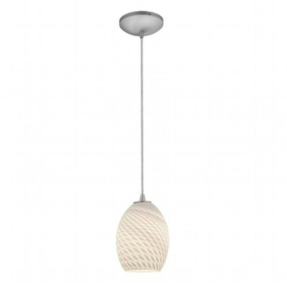 Accesslighting 28023-3C-BS-WHTFB Brandy A-19 LED Feu d'Artifice Cordon Verre Pendentif & 44; Acier Brossé