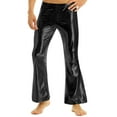 thumbnail image 3 of TSSOE Men's PVC Leather Long Pants 70s Disco Trousers Flared Bell Bottoms Vintage Leggings Tights Black XXL, 3 of 7
