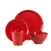 Woven Paths Farmhouse 16-Piece Dinnerware Set, Red
