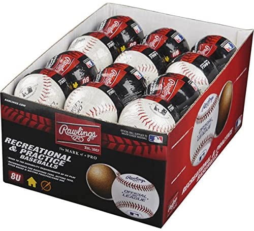 Box of 24 Balls Youth T-Ball, Rawlings Sponge Rubber Center Synthetic Cover Baseballs TVBSW2-24 
