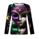thumbnail image 4 of Xuyuer 2026 Womens Long Sleeve Tops Mardi Gras Costumes Fashion Round Neck Printed Blouse Raglan Sleeve Plus Size Top, 4 of 5