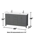 thumbnail image 4 of Wyndham Collection Sheffield 60" Wood Double Bathroom Vanity in Dark Gray, 4 of 4