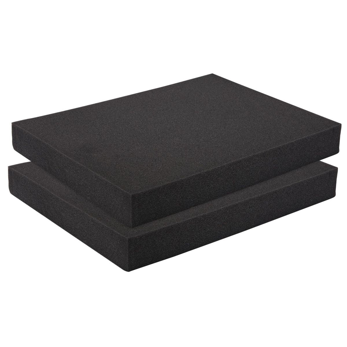 2 Pack Black Packing Foam Sheets, 2 Inch Polyurethane Cushioning