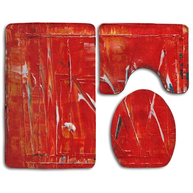 ABPHQTO Pared de pintura acrílica de lona Juego de alfombras de baño de 3 piezas Alfombra de baño Alfombra de contorno y tapa de inodoro