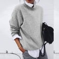thumbnail image 4 of Yokua Women's Sweater 2 in 1 Shirt Loose Solid Color Long Sleeve Bottoming Comfortable Sweater Pullover, 4 of 9