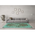 thumbnail image 3 of Ahgly Company Indoor Round Medallion Turquoise Blue Traditional Area Rugs, 3' Round, 3 of 4