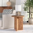 thumbnail image 6 of Henn&Hart 20" Scandinavian Round Wooden End Table, Side Table, Nightstand with X-Base for Living Room, Office, Family Room, or Bedroom, Honey Burl, 6 of 15